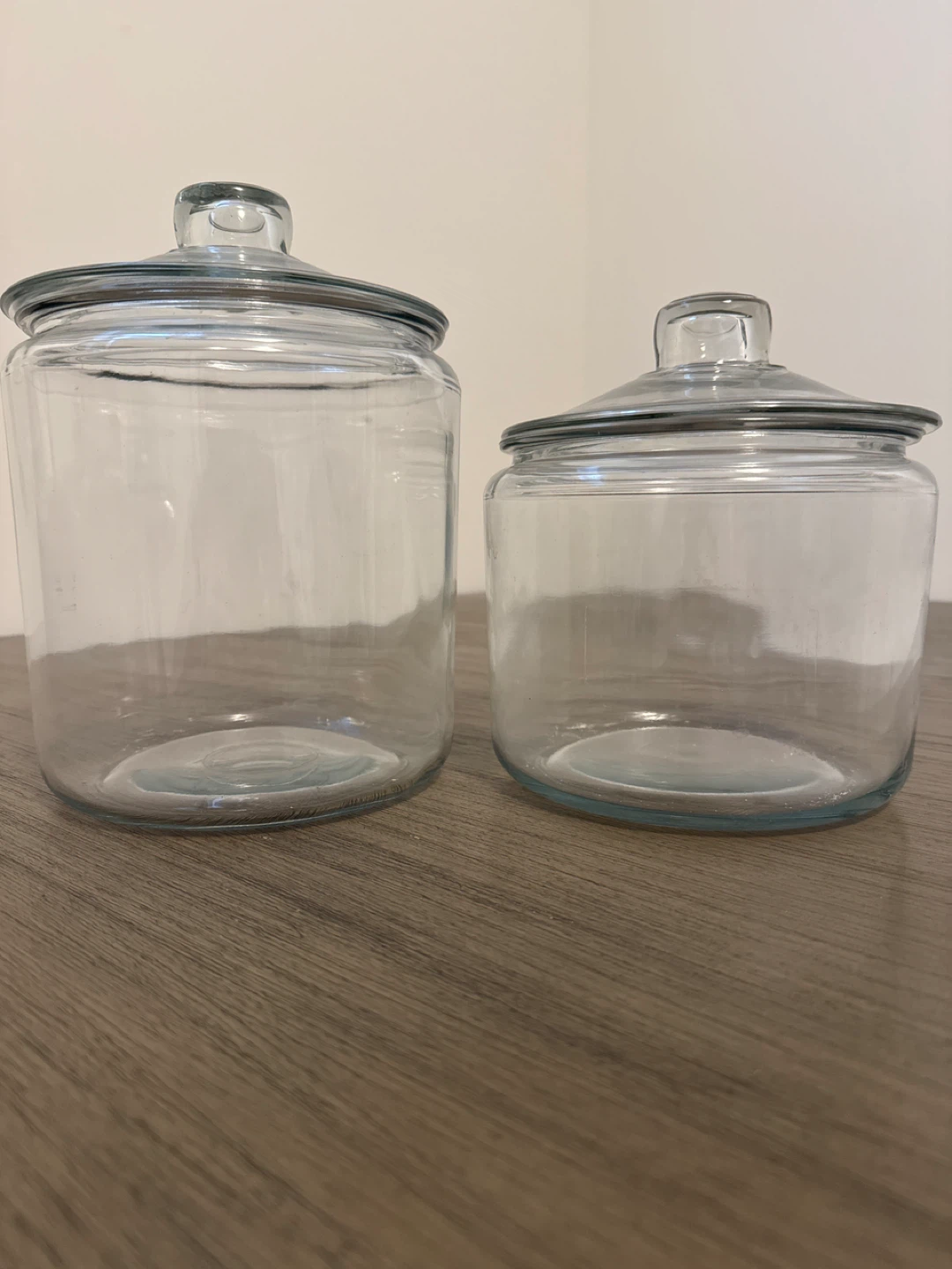 Set of 2 Clear Glass Storage Jars with Lids