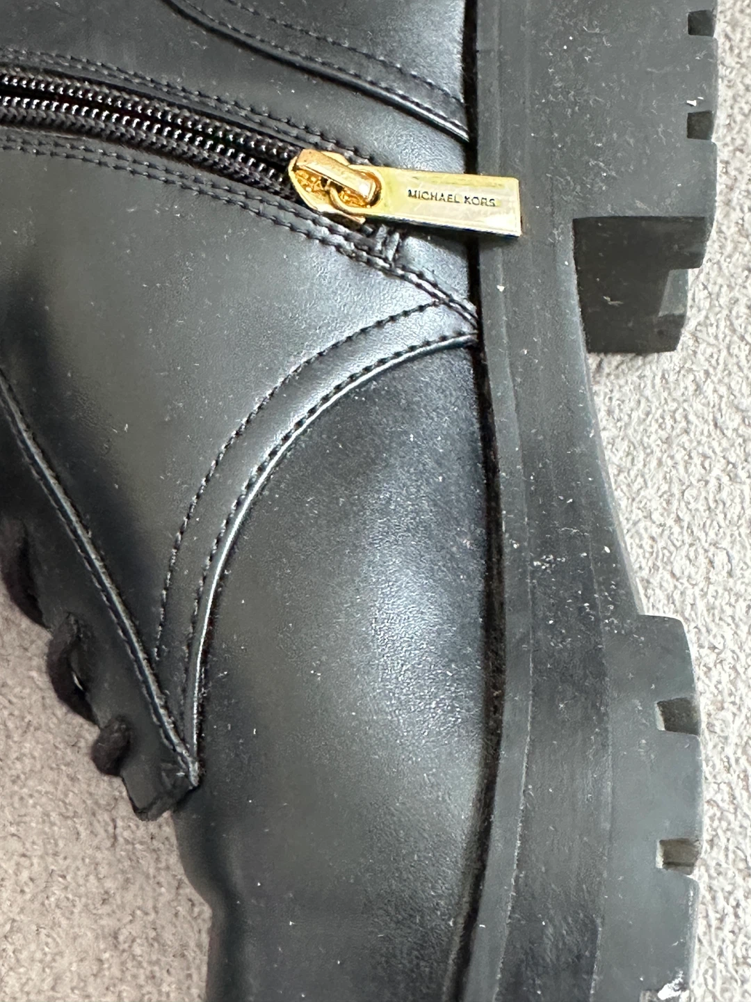 Michael Kors Black Leather Lace-Up Combat Boots - photo 5