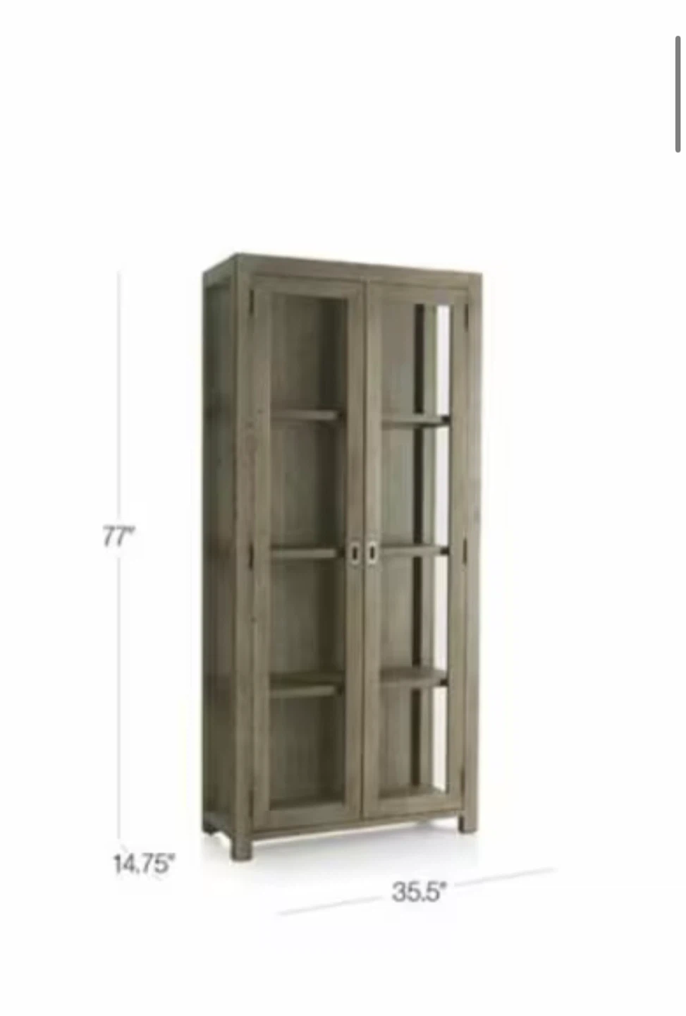 Reclaimed Wood Display Cabinet with Glass Doors