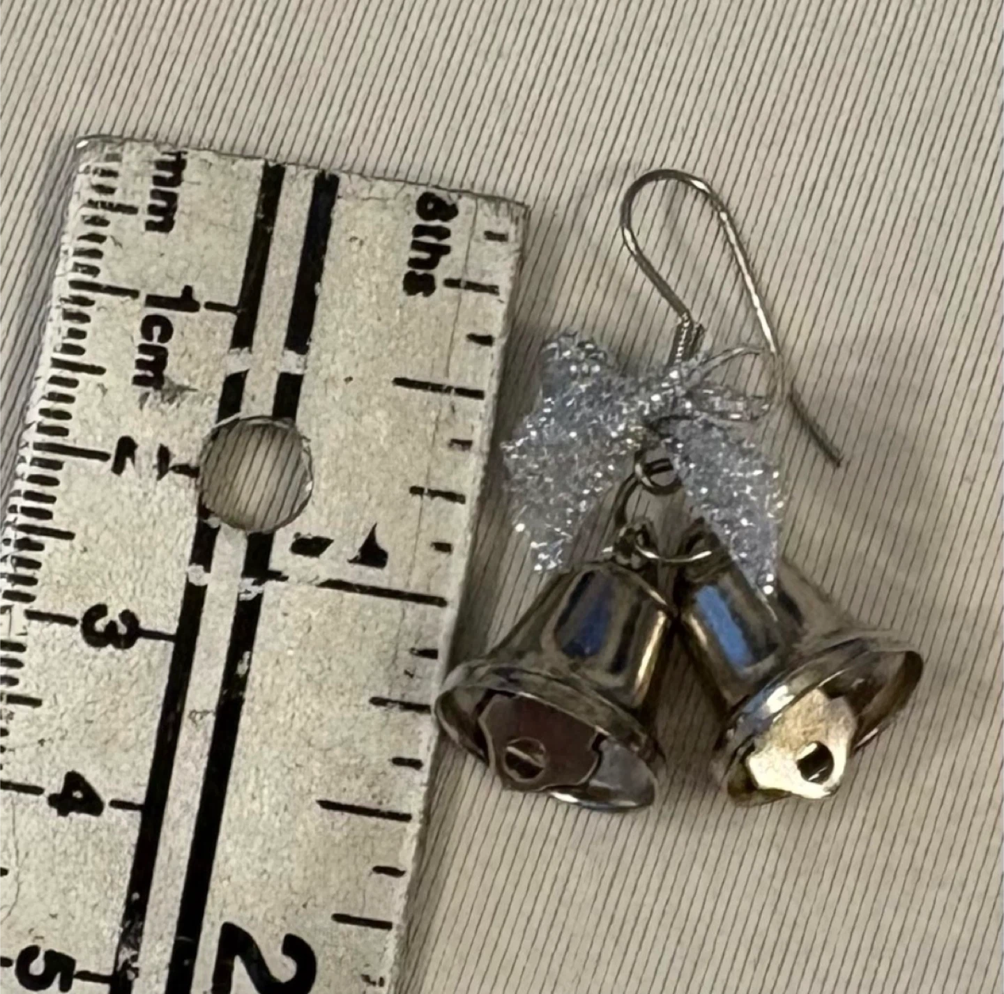 Festive Silver Christmas Jingle Bell Earrings with Glitter Bow - photo 4