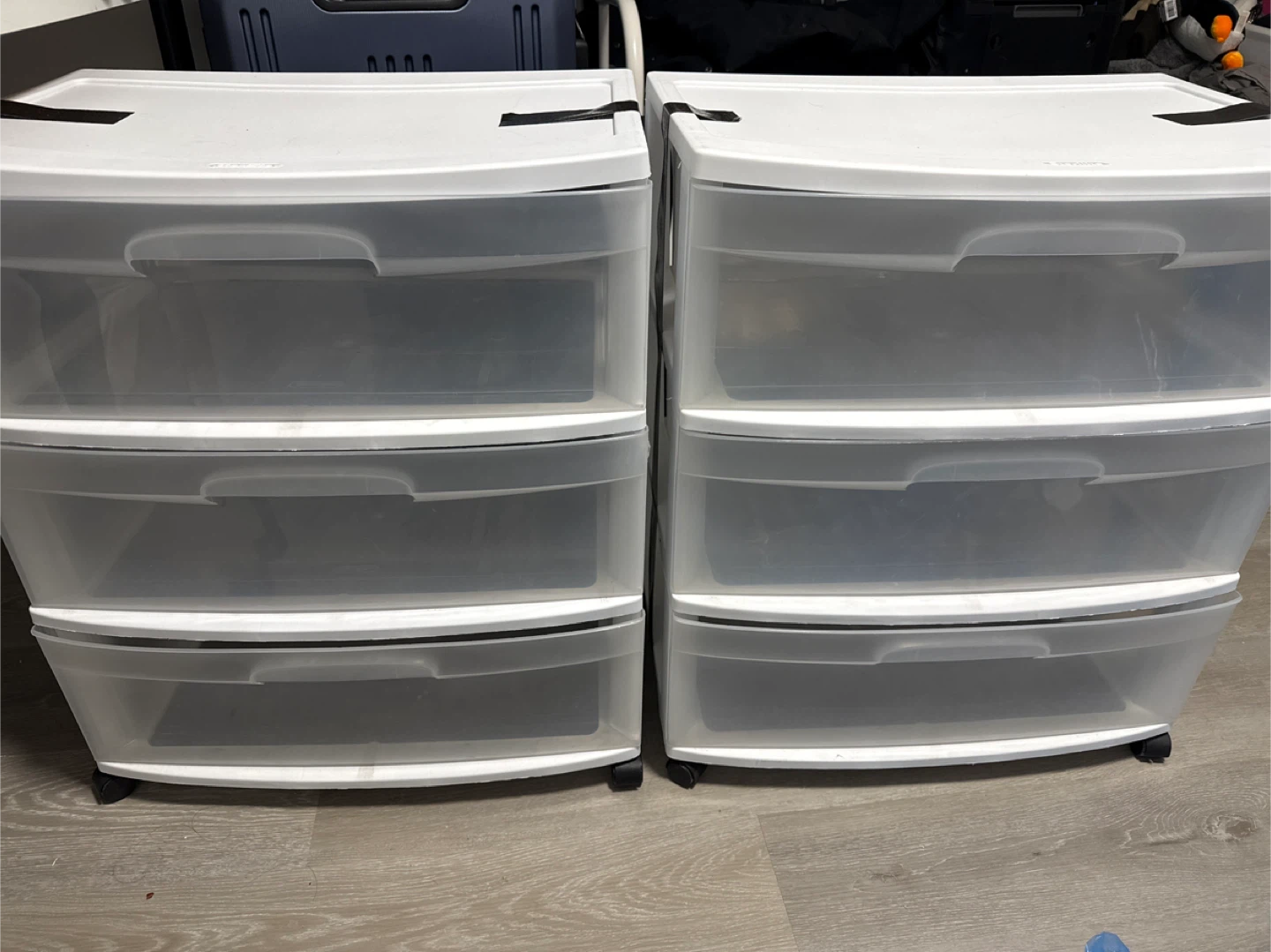 Two 3-Drawer Plastic Storage Carts