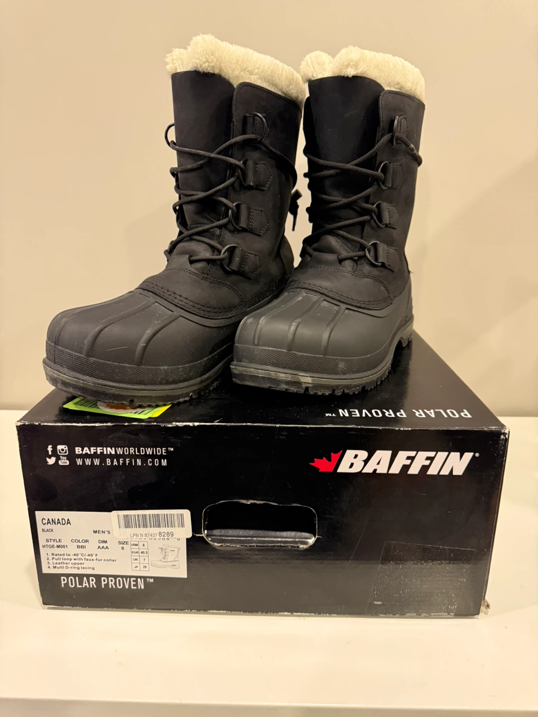 Baffin Men's Black Winter Boots Size 8 - photo 2