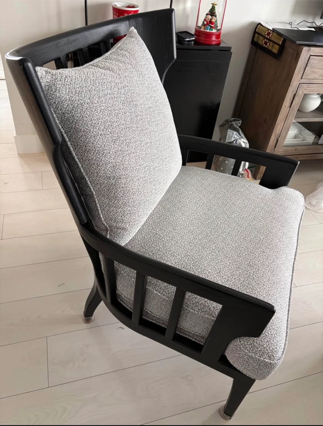 Black Accent Chair with Grey Upholstery - photo 2