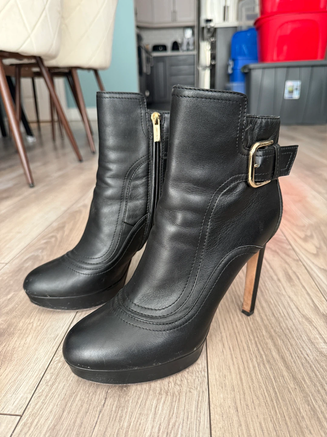 Jimmy Choo Black Leather Ankle Boots