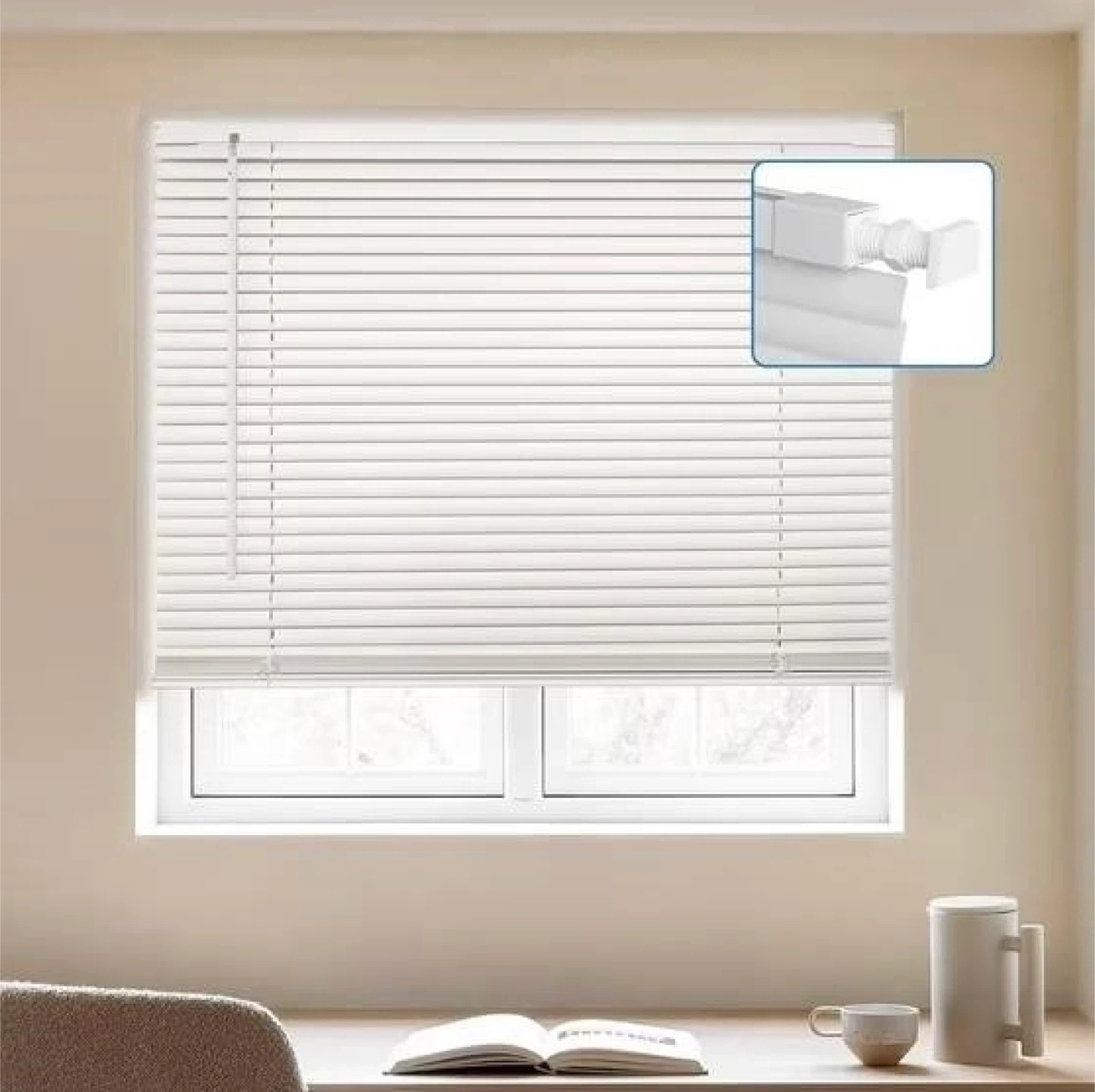 Myshade White Vinyl Horizontal Blinds 30" W x 48" H