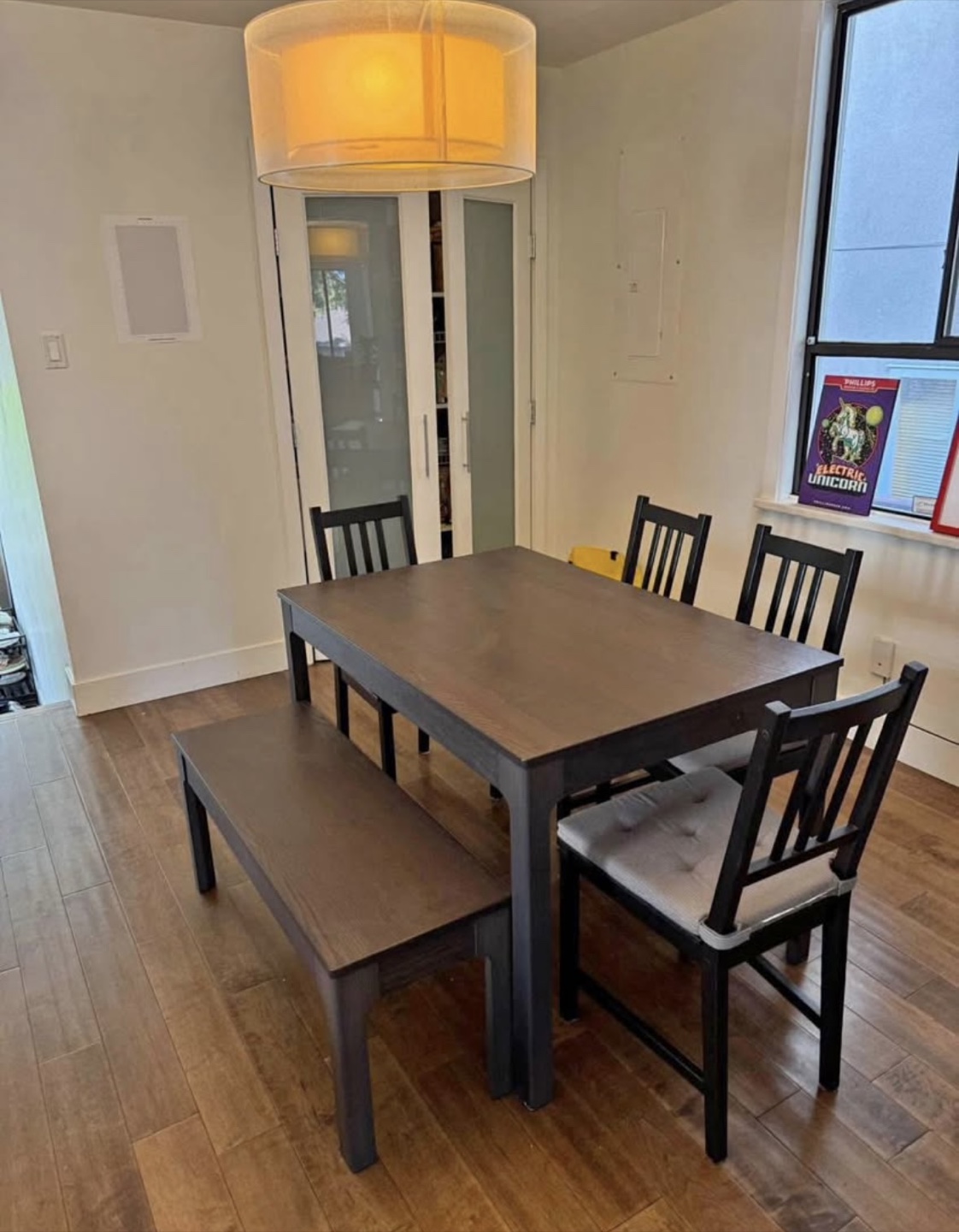 Can deliver—Ikea extendable table with 4 chairs and a bench. - photo 2