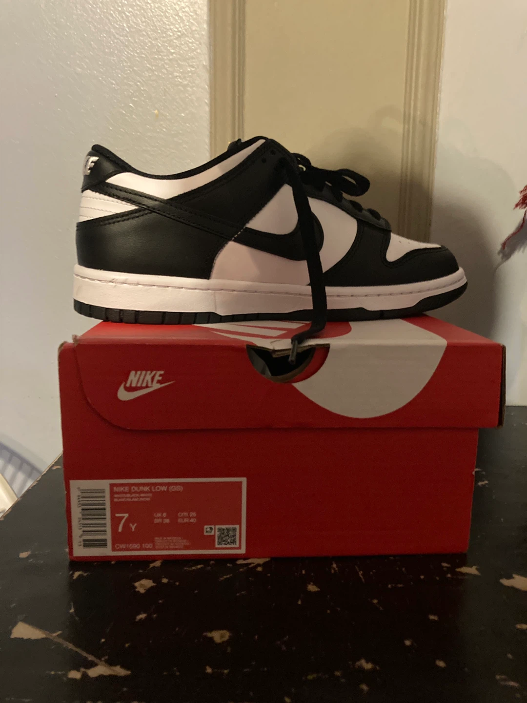 Nike Dunk Low (GS) Black White Youth Size 7Y - photo 3