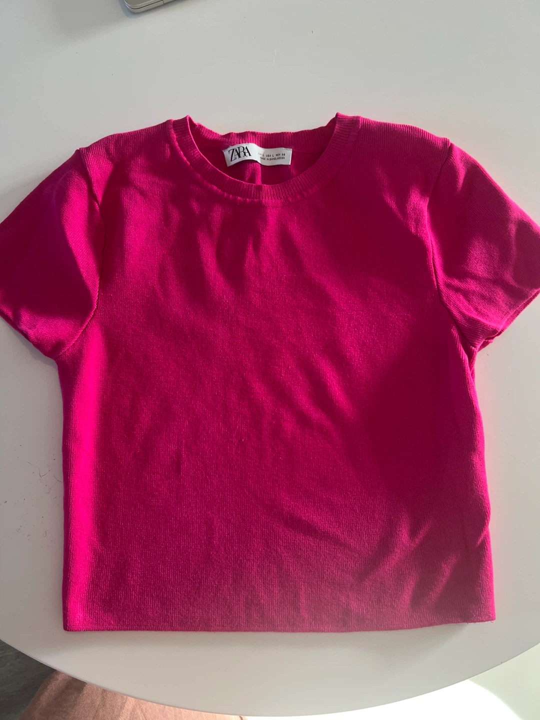 Zara Pink Cropped T-Shirt - Size L - photo 3