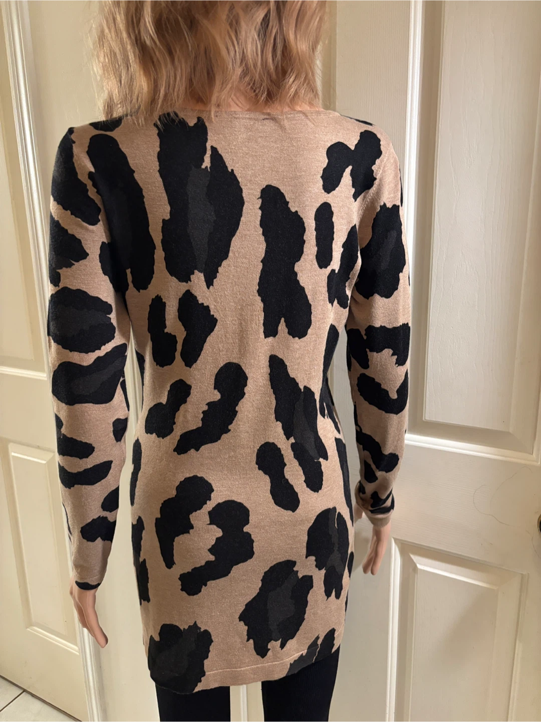🖤 🤎 Women’s Black & Tan Long Sleeve Mini Dress - Size PM - photo 3