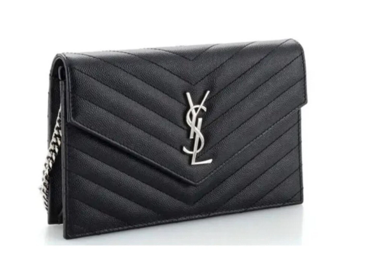 Yves Saint Laurent Black Quilted Chain Wallet - photo 2