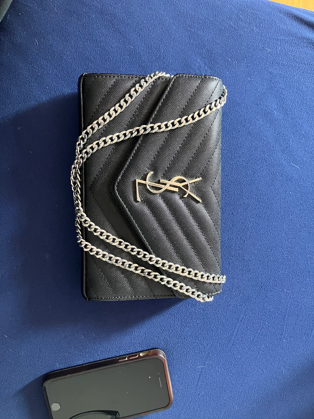 Yves Saint Laurent Black Quilted Chain Wallet - photo 3