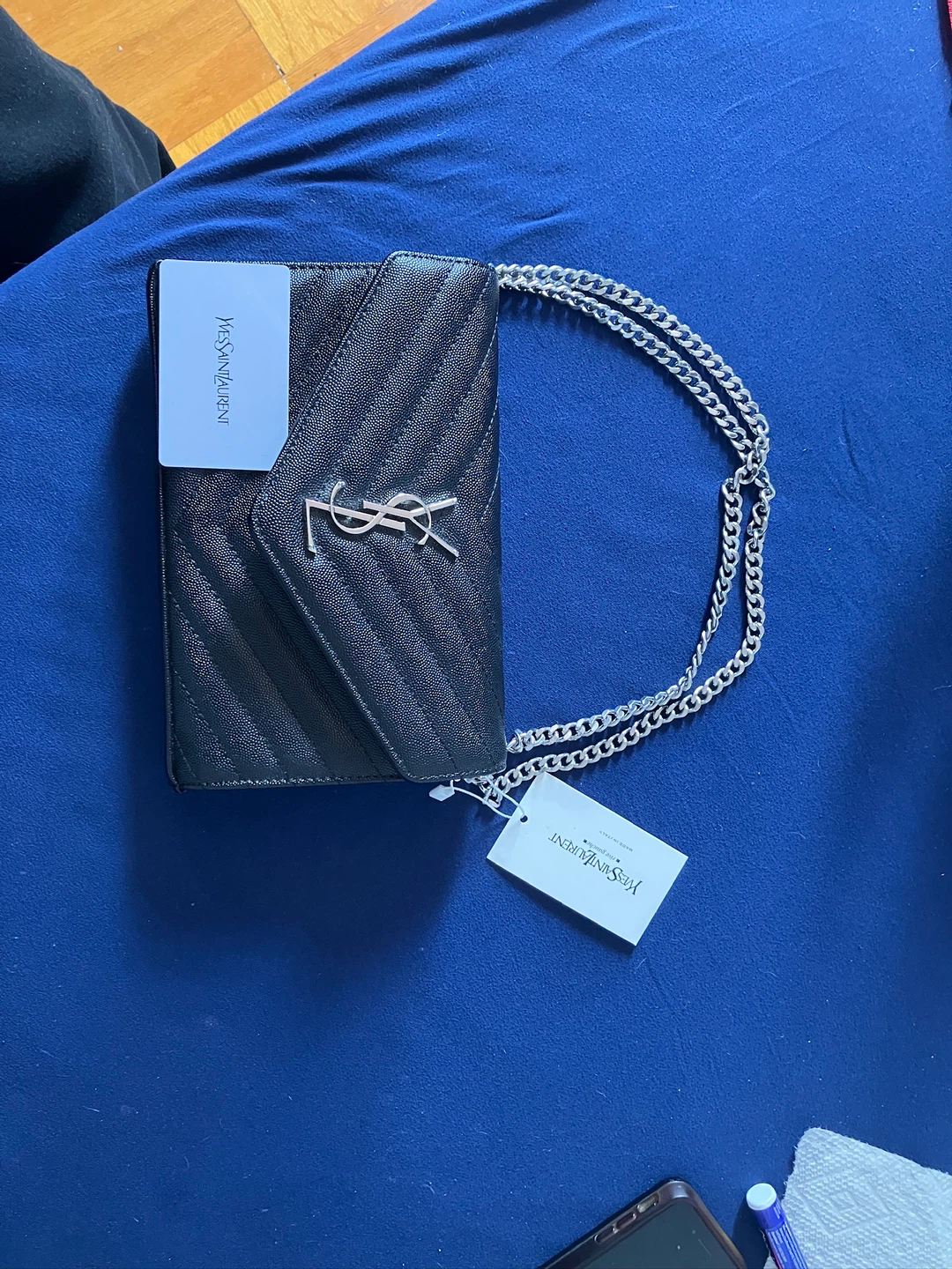 Yves Saint Laurent Black Quilted Chain Wallet - photo 5