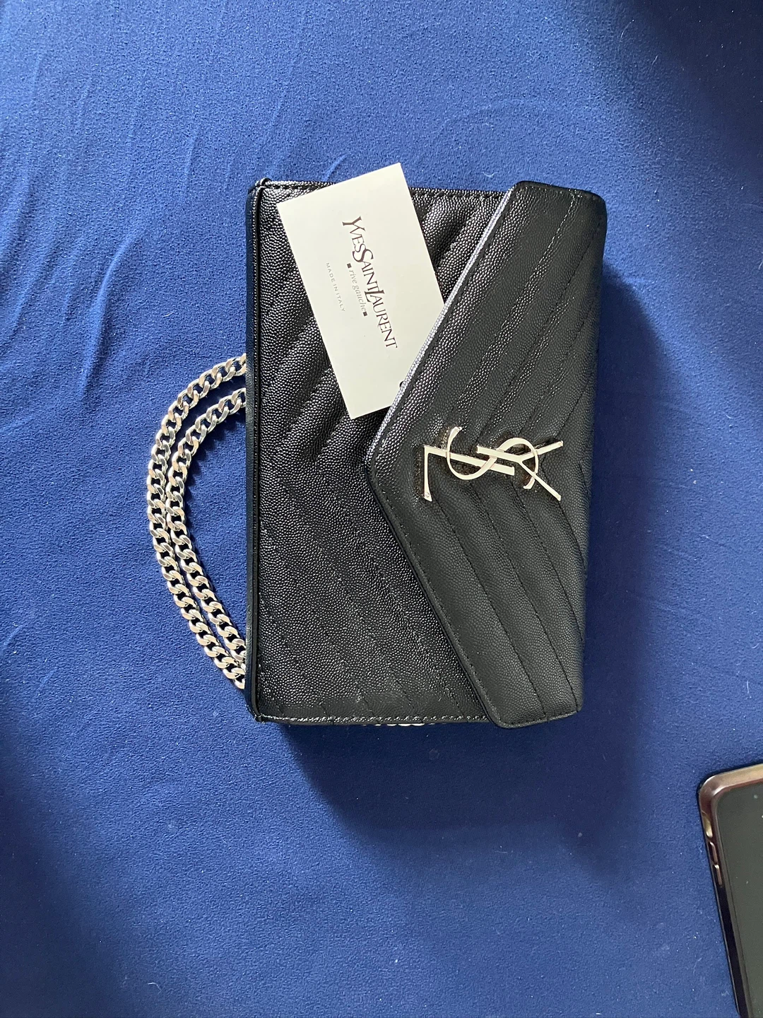 Yves Saint Laurent Black Quilted Chain Wallet - photo 4