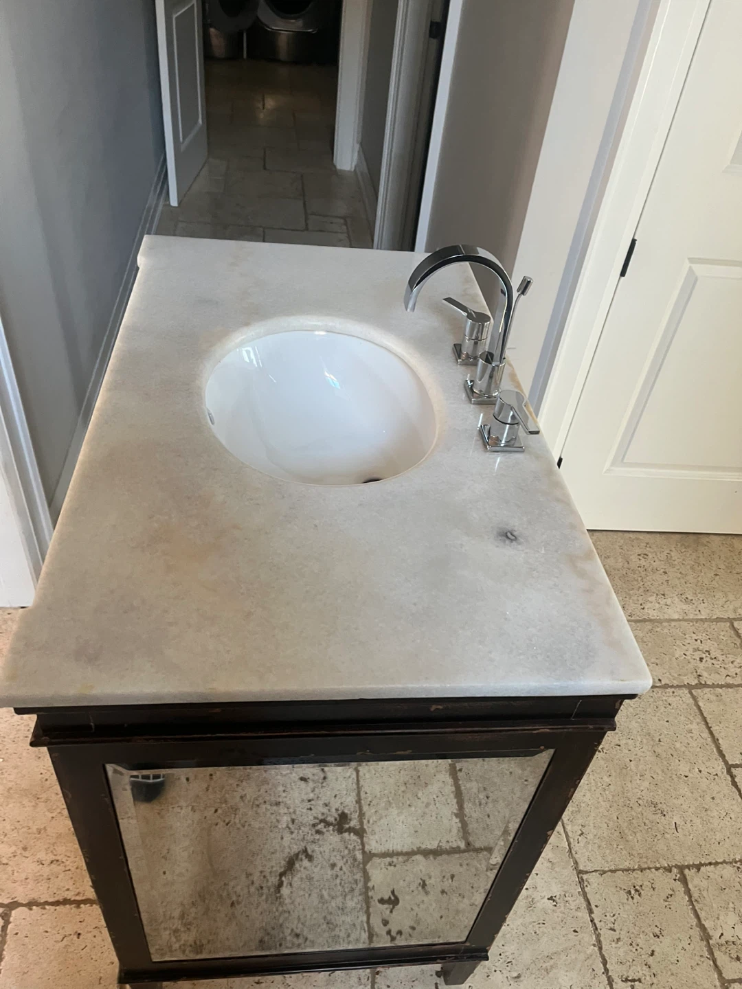 Marble Top Vanity with Mirrored Cabinet and Faucet - photo 3