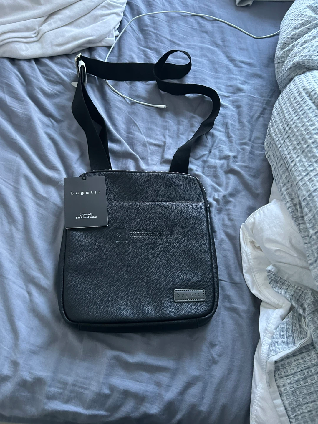 Bugatti Black Vegan Leather Crossbody Bag