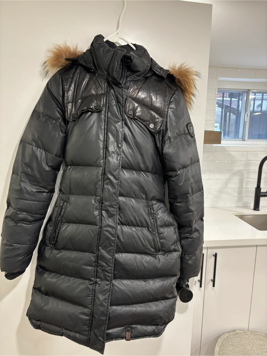 Rudsak Black Puffer Jacket with Fur Hood