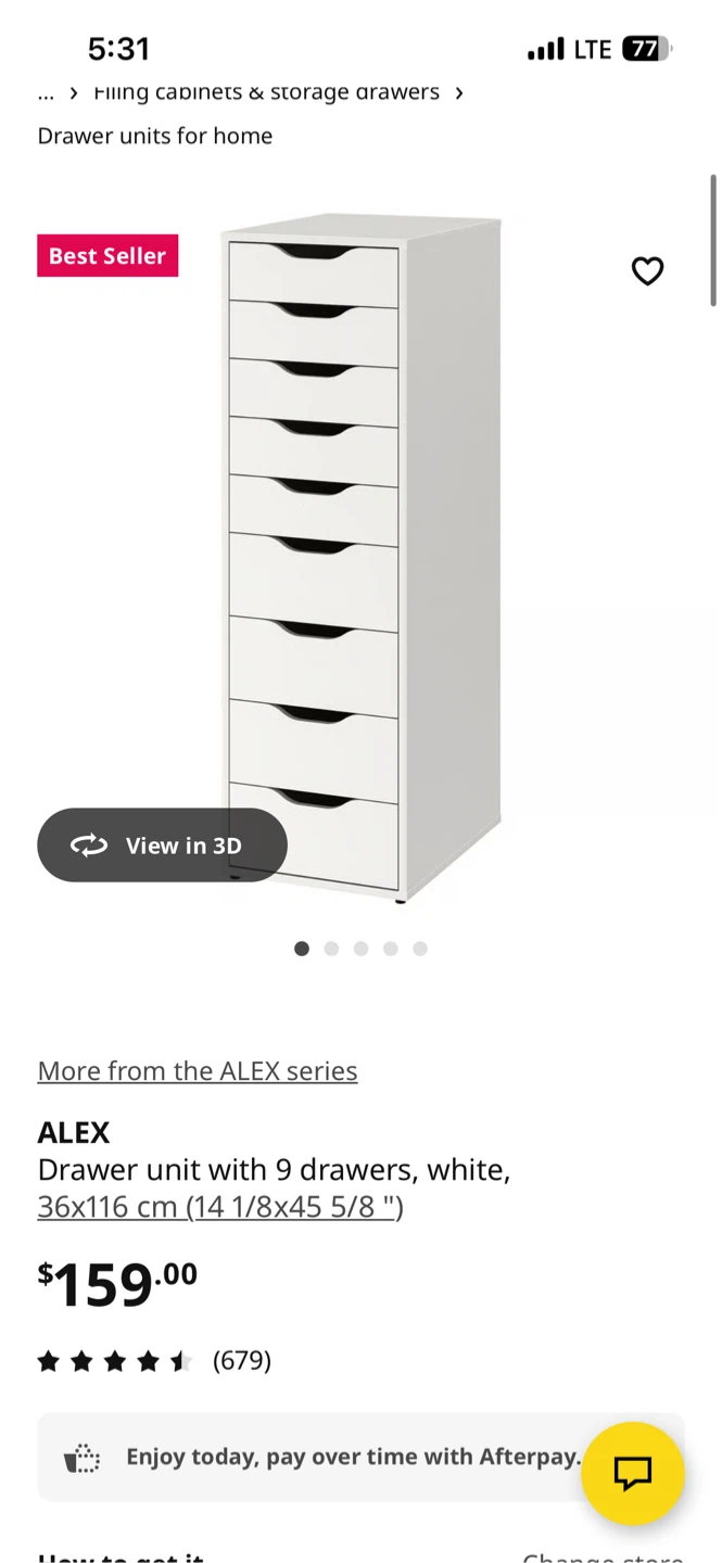 IKEA ALEX Drawer Unit 9 Drawers White