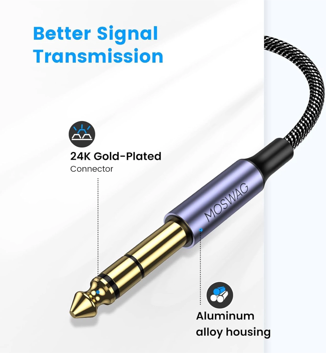 MOSWAG 1/4 inch TRS to 1/4 inch TRS Audio Cable