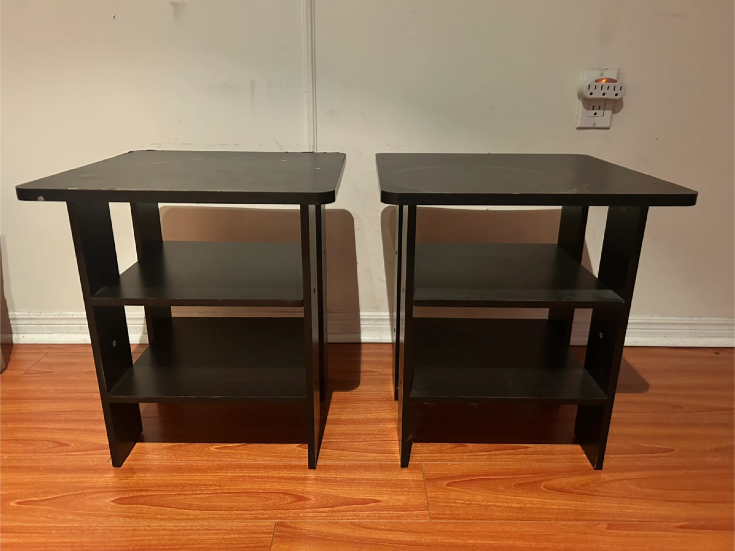 Pair of Black Side Tables with Shelves