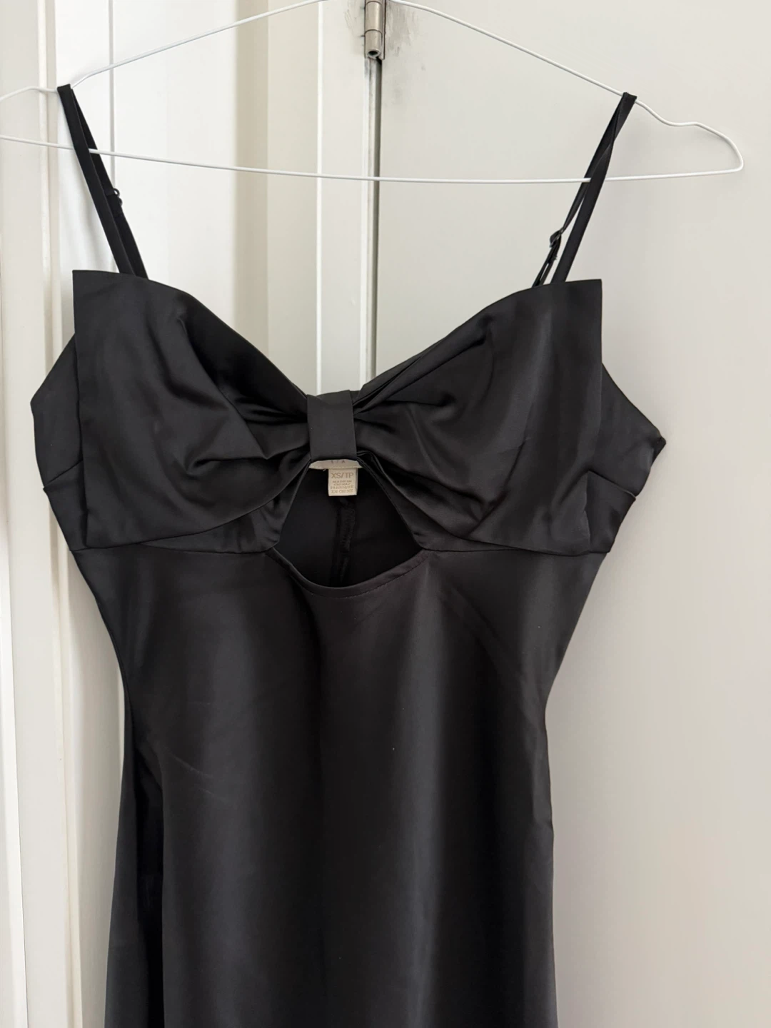 Black Bow Cutout Satin Slip Dress XS/TP - photo 2