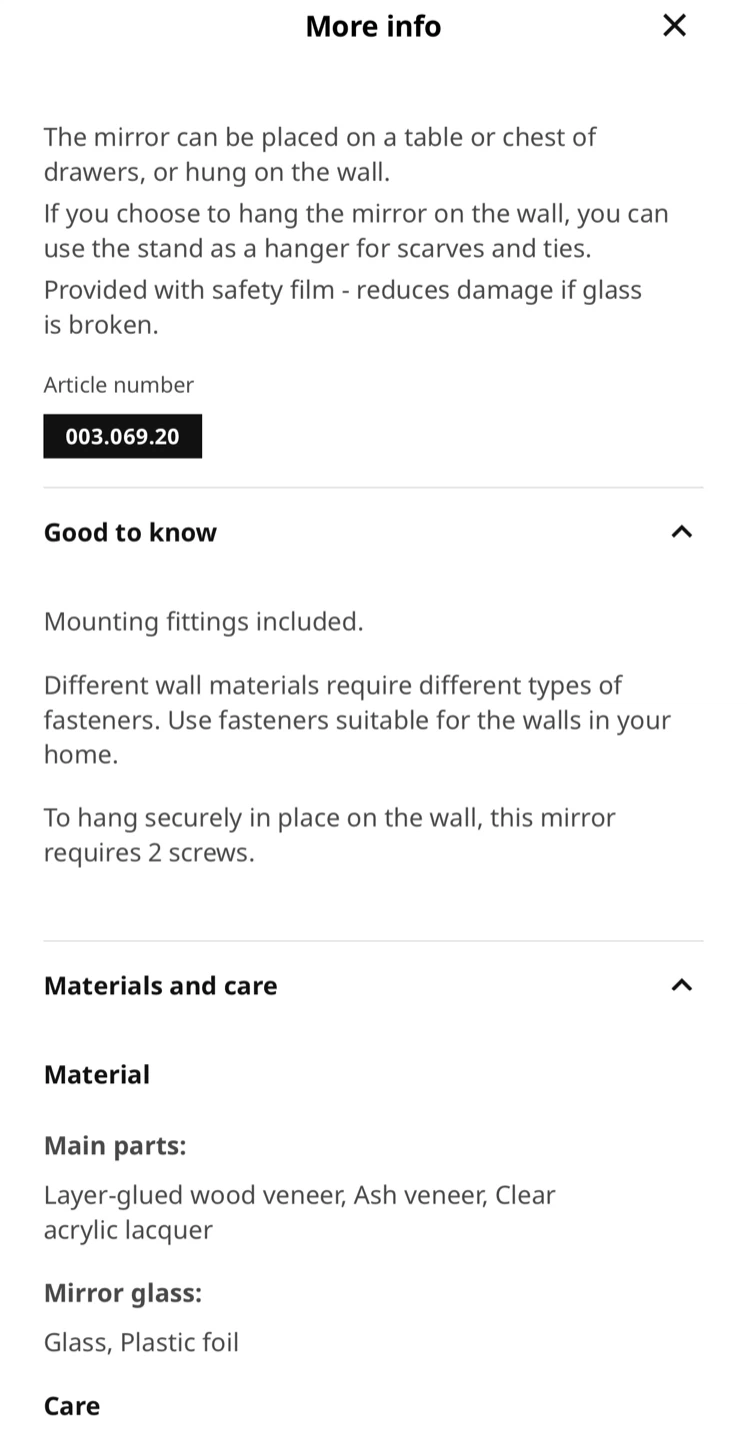 Ikea IKORNNES Table Mirror - photo 3