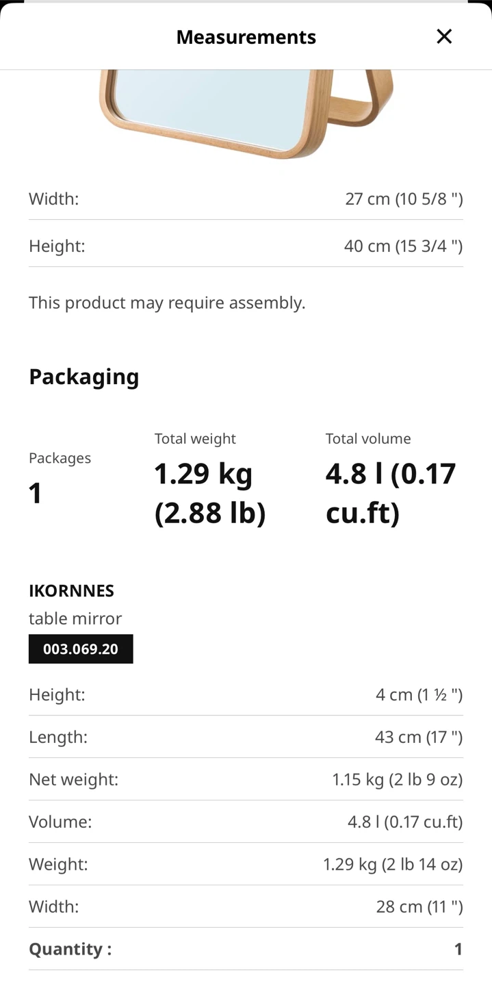 Ikea IKORNNES Table Mirror - photo 4
