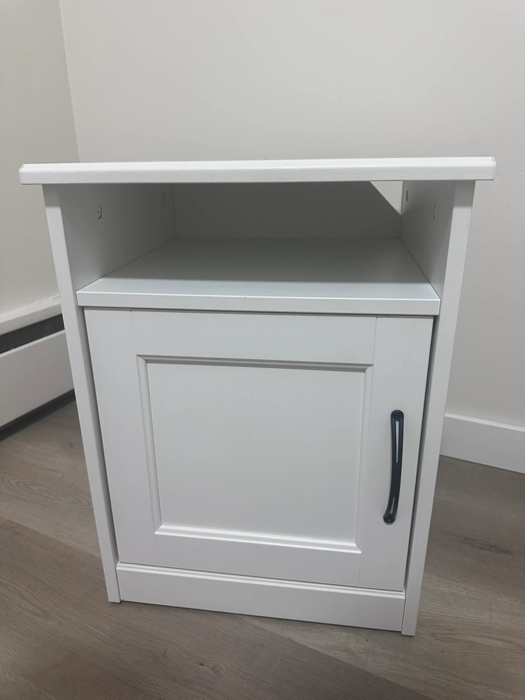 White Nightstand with Cabinet