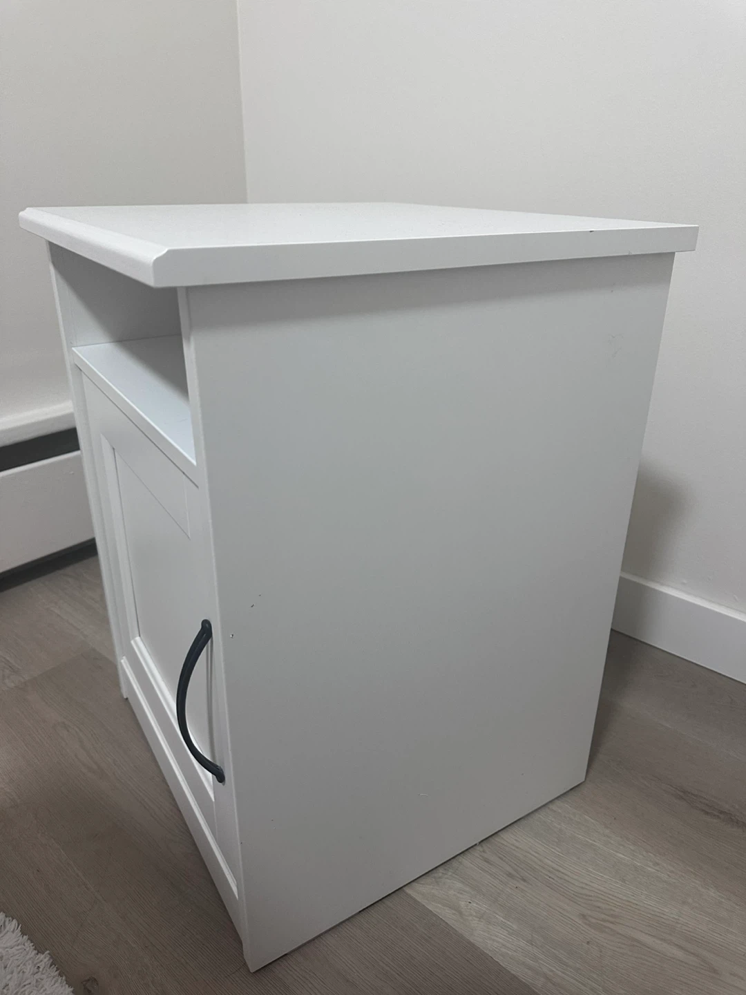 White Nightstand with Cabinet - photo 2