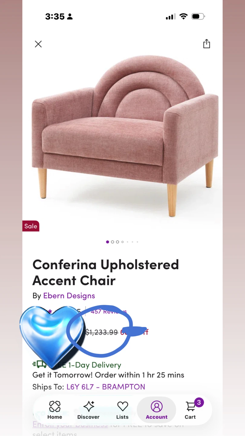 Ebern Designs Conferina love seat & Accent Chair - Pink