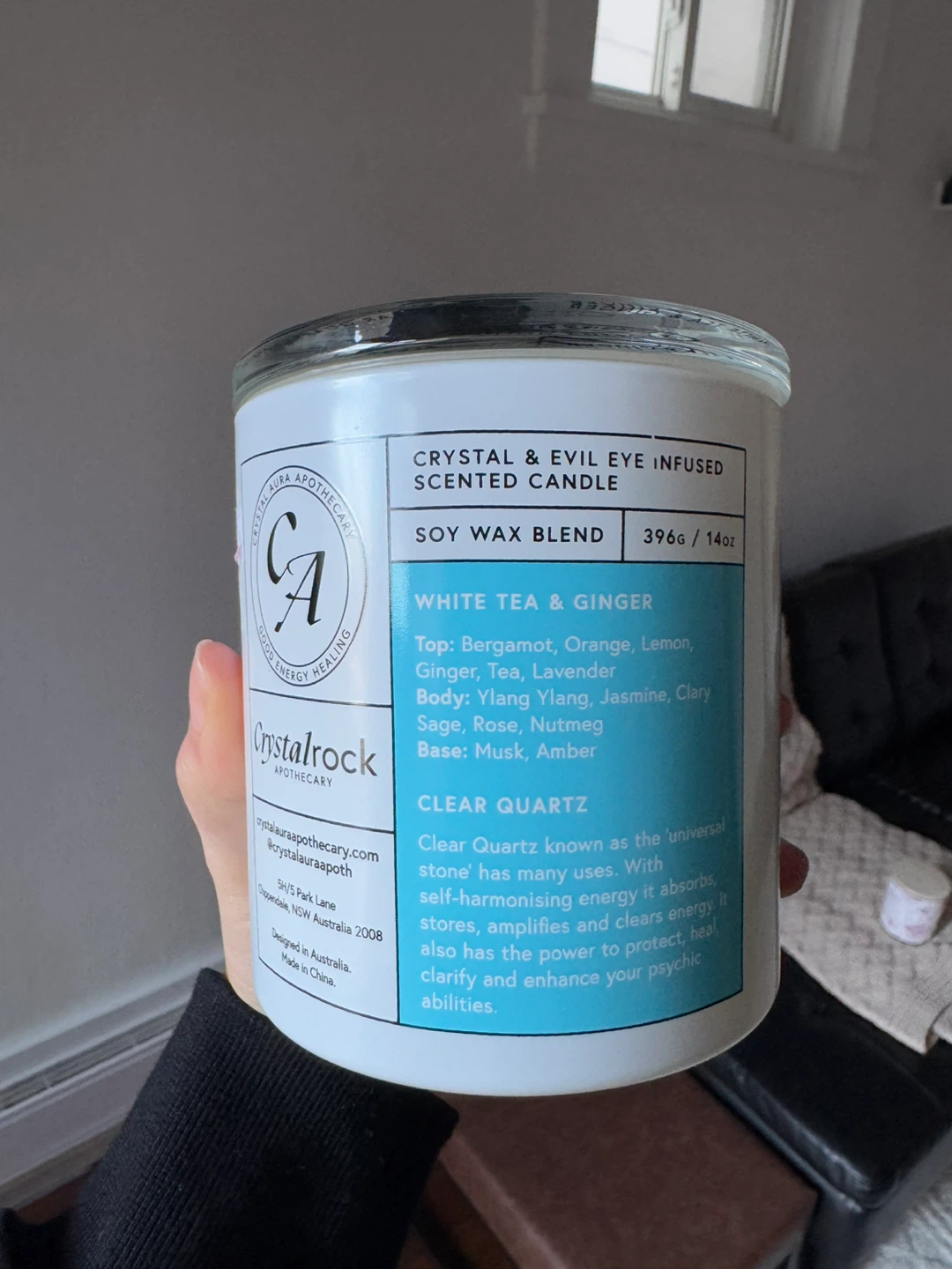 Crystal Aura White Tea & Ginger Soy Wax Scented Candle - photo 3
