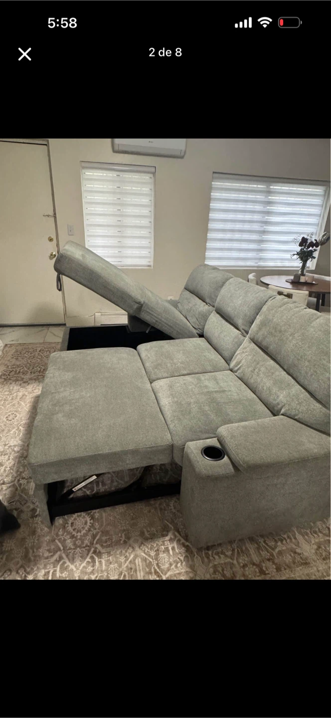 Gray Sectional Sofa with Recliners and Cup Holders - photo 2
