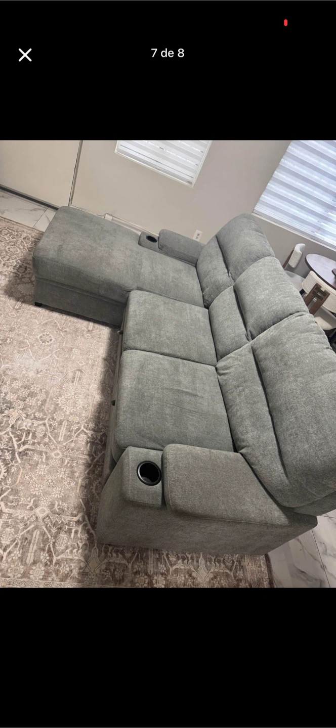 Gray Sectional Sofa with Recliners and Cup Holders