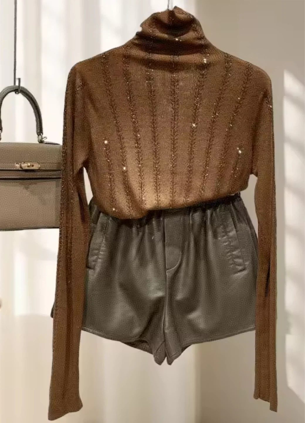 Black Long Sleeve Turtleneck with Sparkle Detail - photo 3
