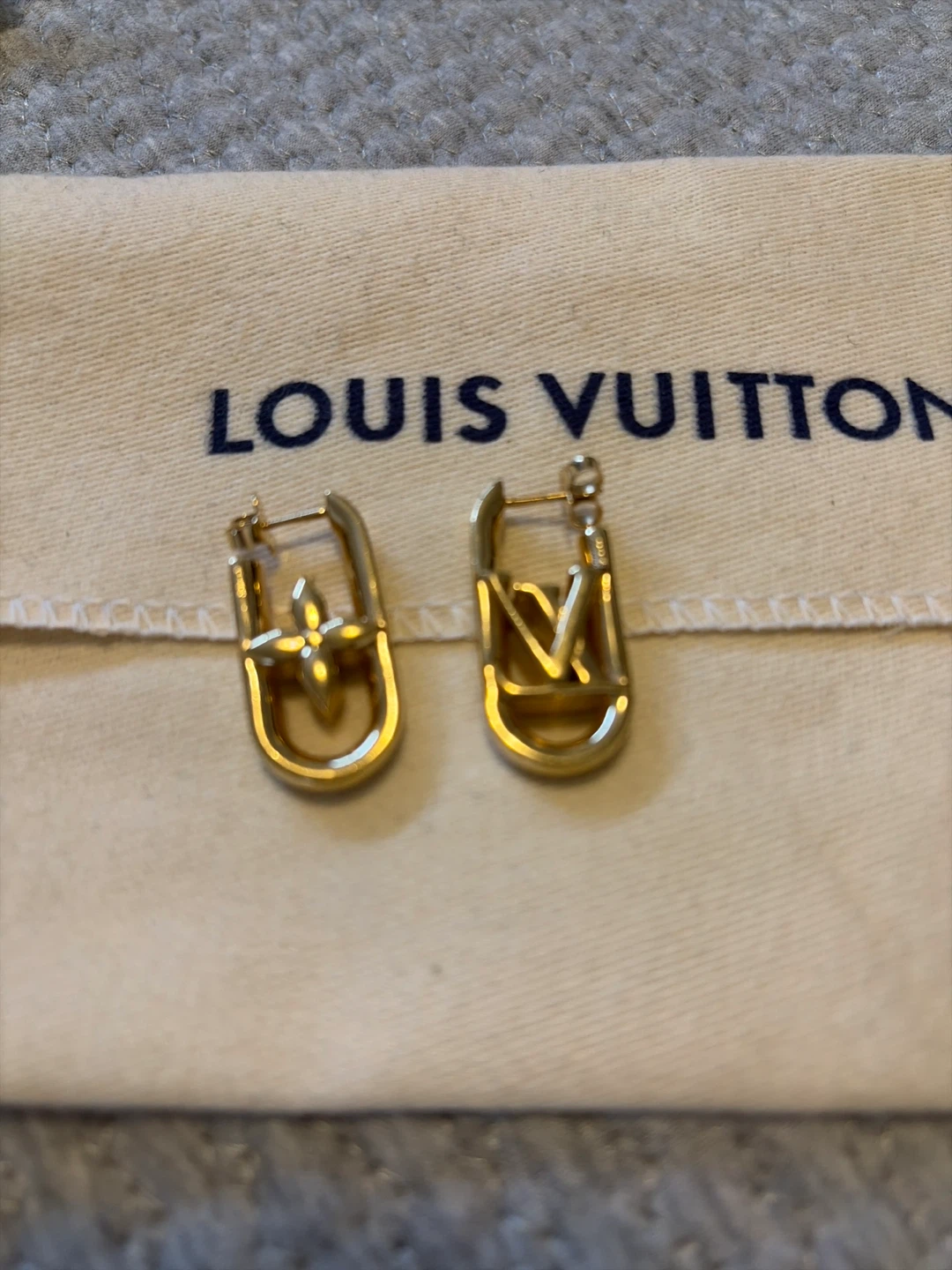 Louis Vuitton Gold Tone Monogram Earrings - photo 3