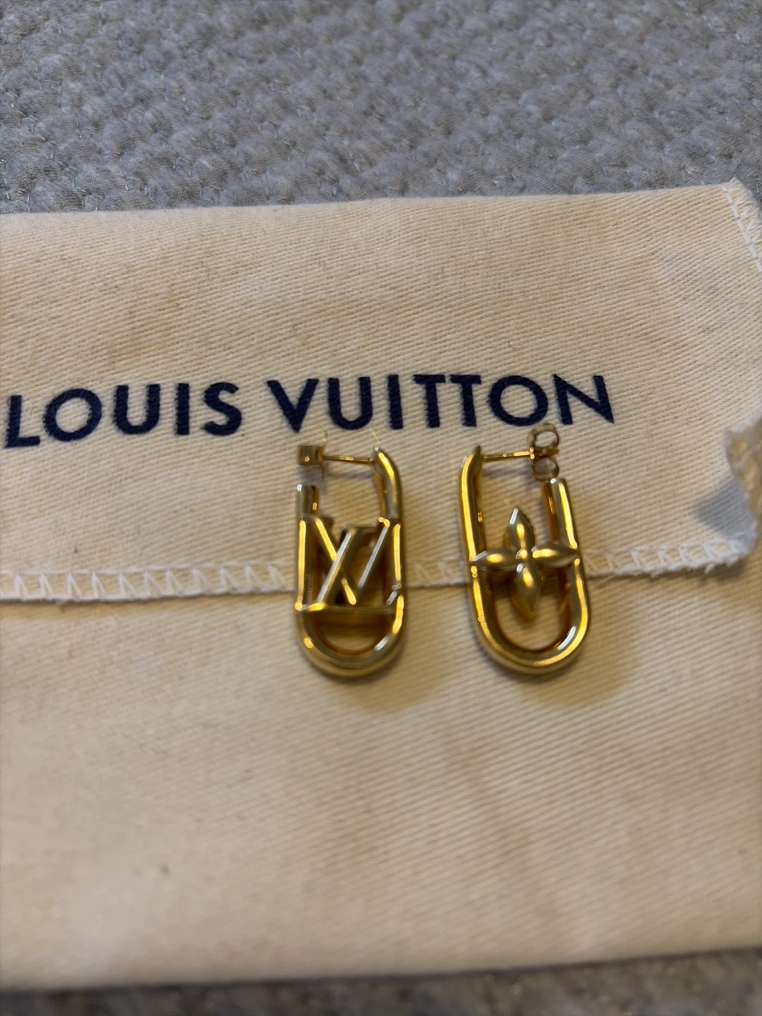 Louis Vuitton Gold Tone Monogram Earrings - photo 4