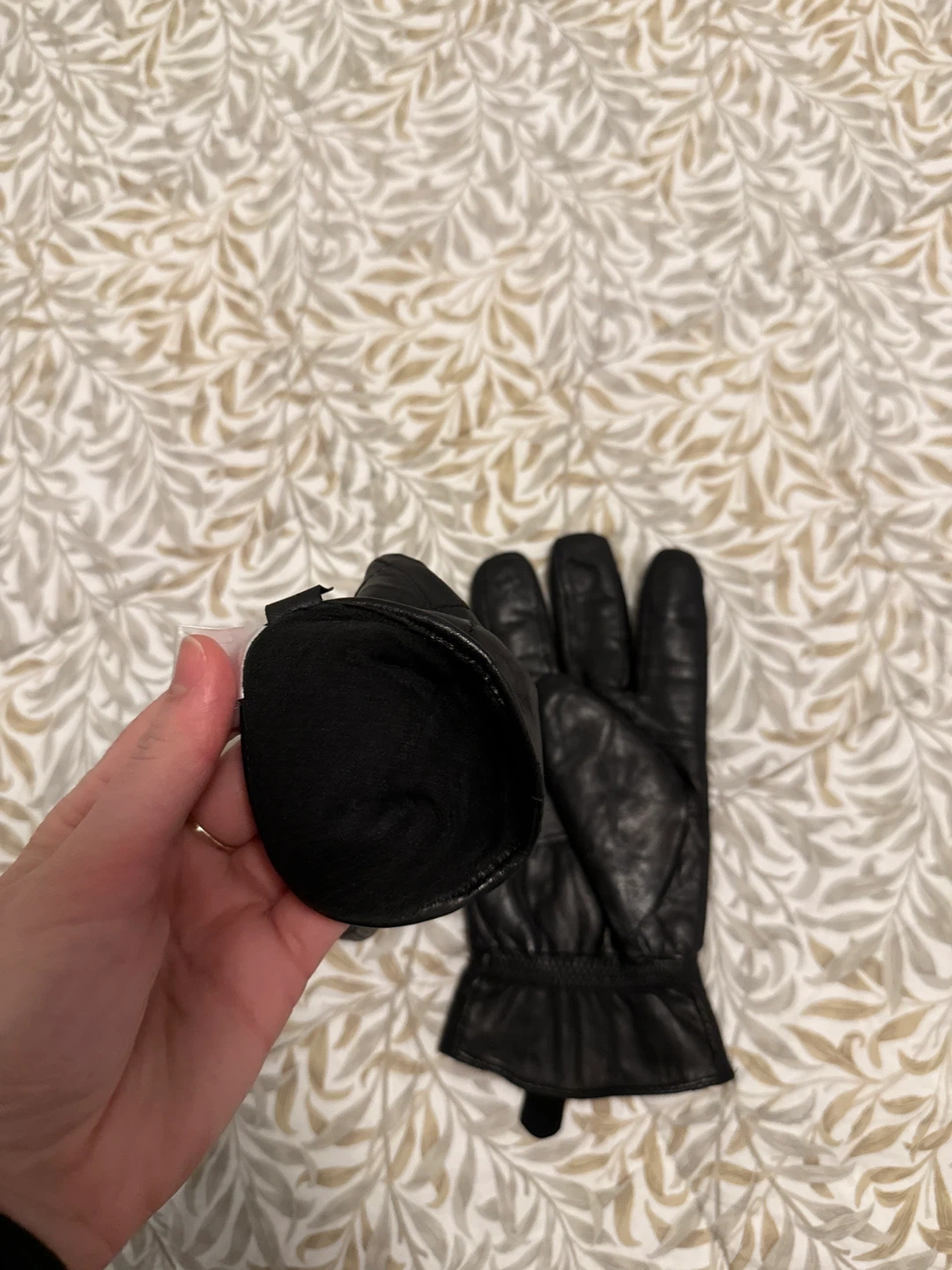 Black Leather Gloves with Zipper Detail - photo 3