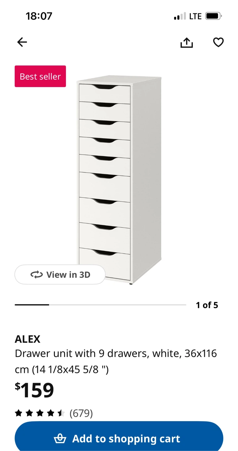 Ikea 9 Drawer Alex Unit