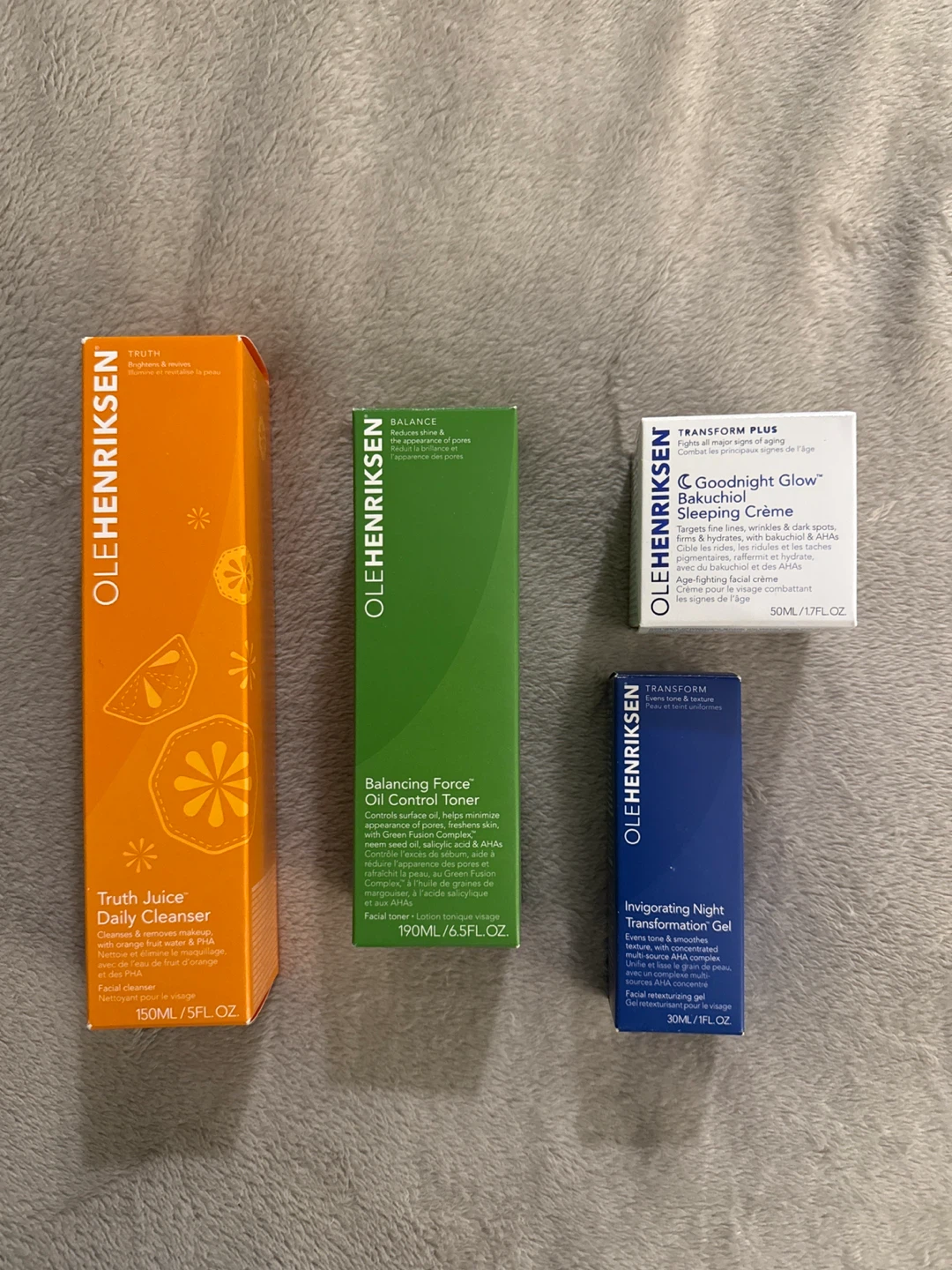 OLEHENRIKSEN Skincare Set: Cleanser, Toner, Night Gel & Cream
