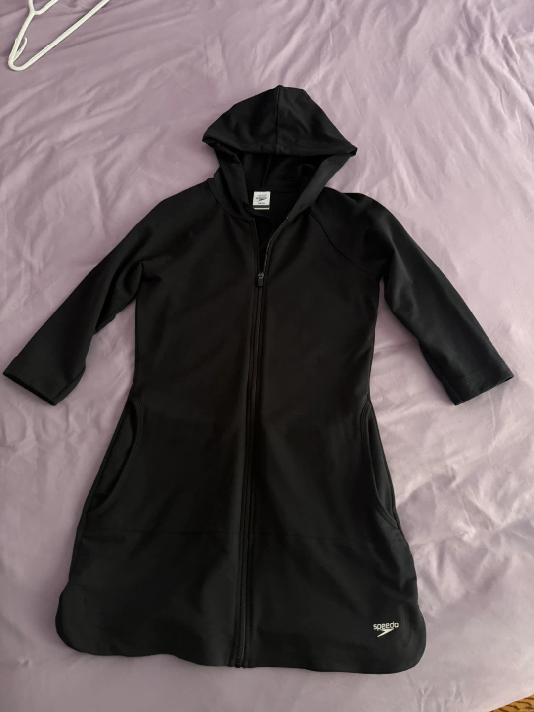 Speedo Black Hooded Zip-Up Spring Cover-Up Jacket Size Small - photo 5
