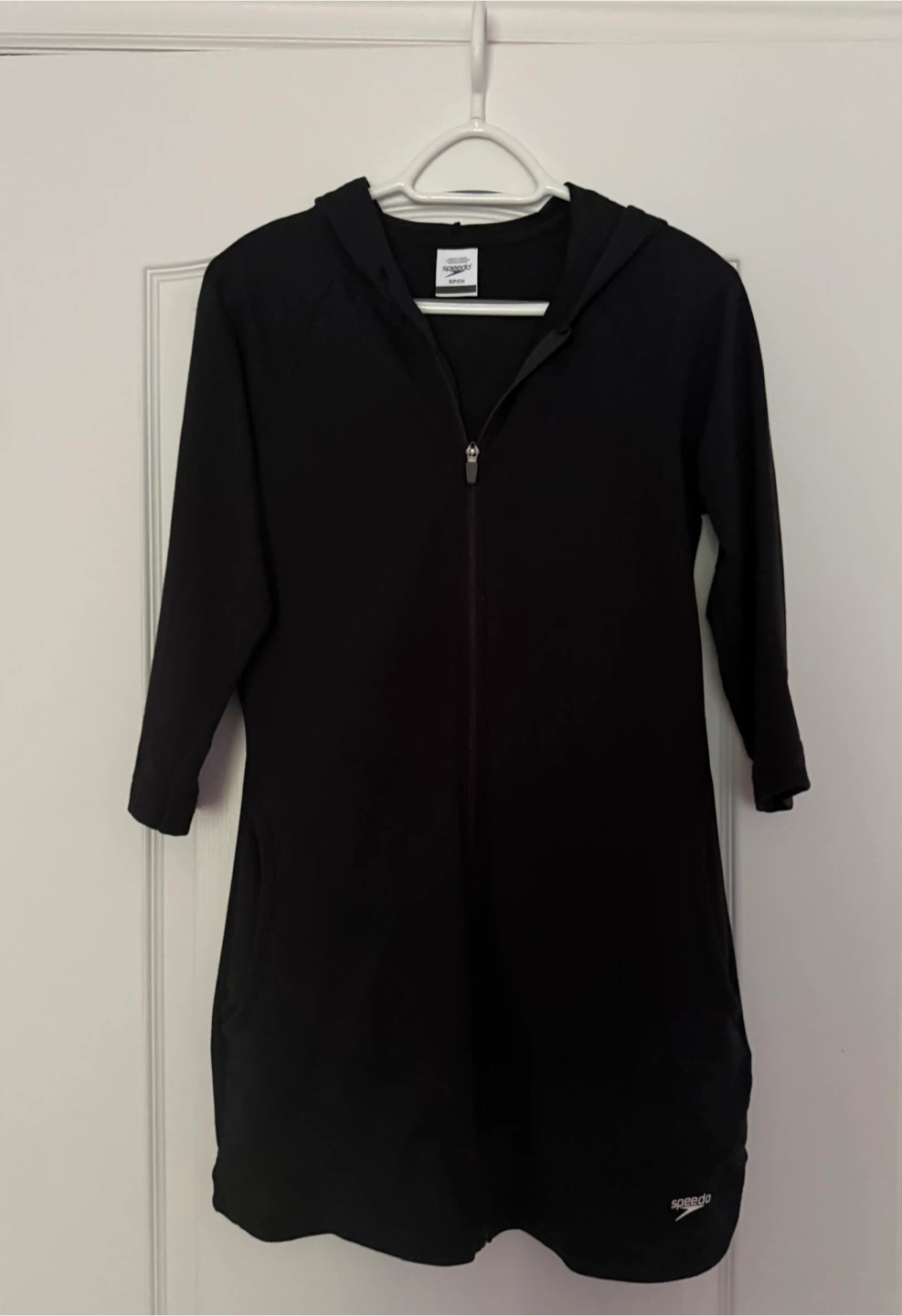 Speedo Black Hooded Zip-Up Spring Cover-Up Jacket Size Small - photo 2