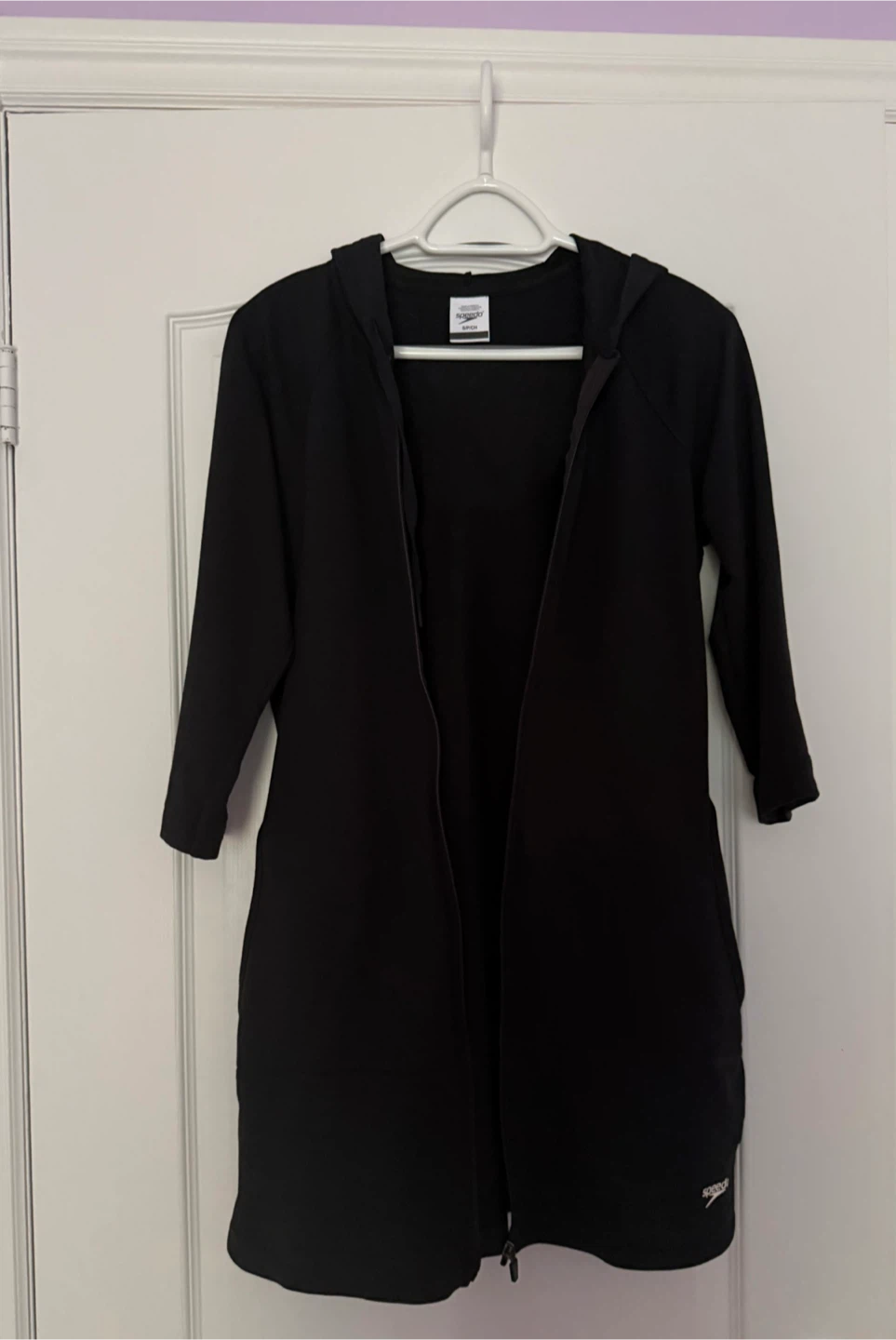 Speedo Black Hooded Zip-Up Spring Cover-Up Jacket Size Small - photo 4