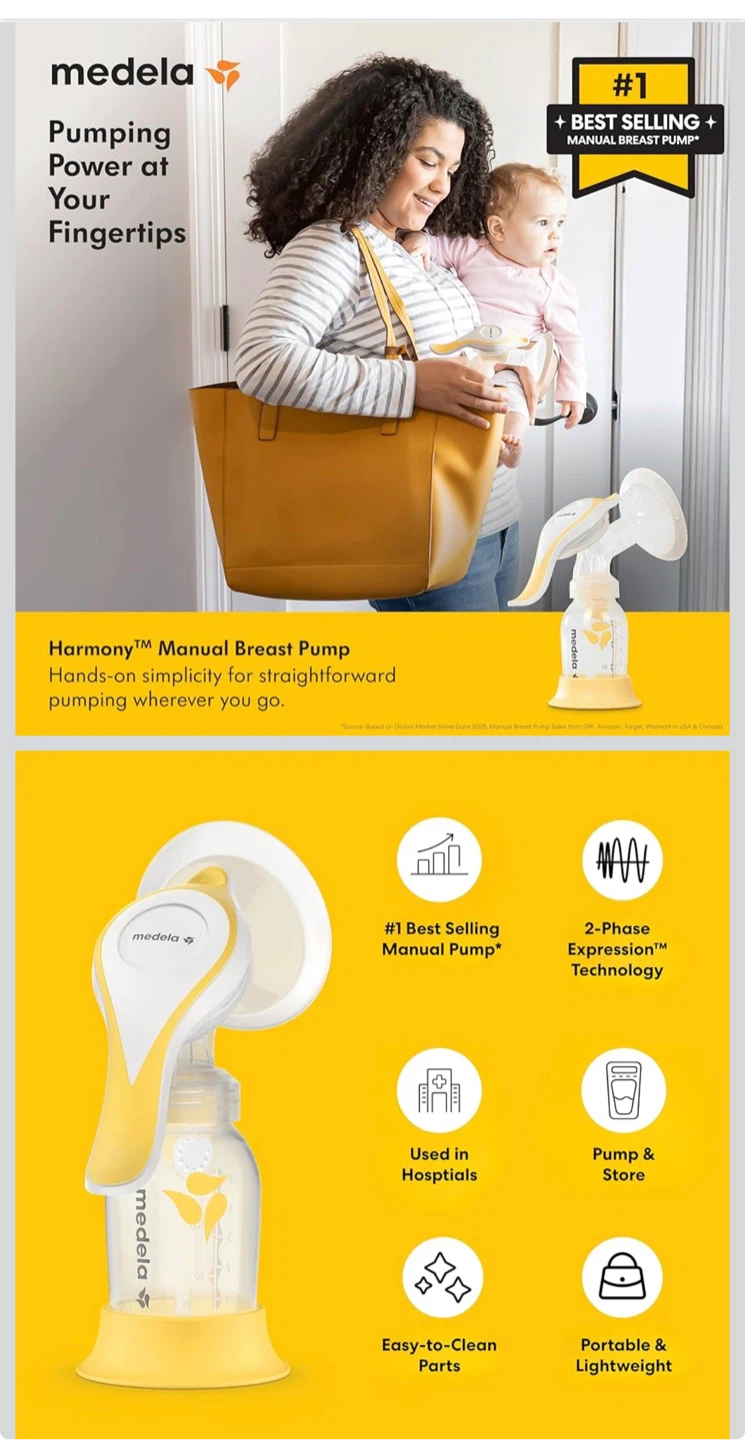 Medela Harmony Manual Breast Pump - Like New (Used Once) - photo 2