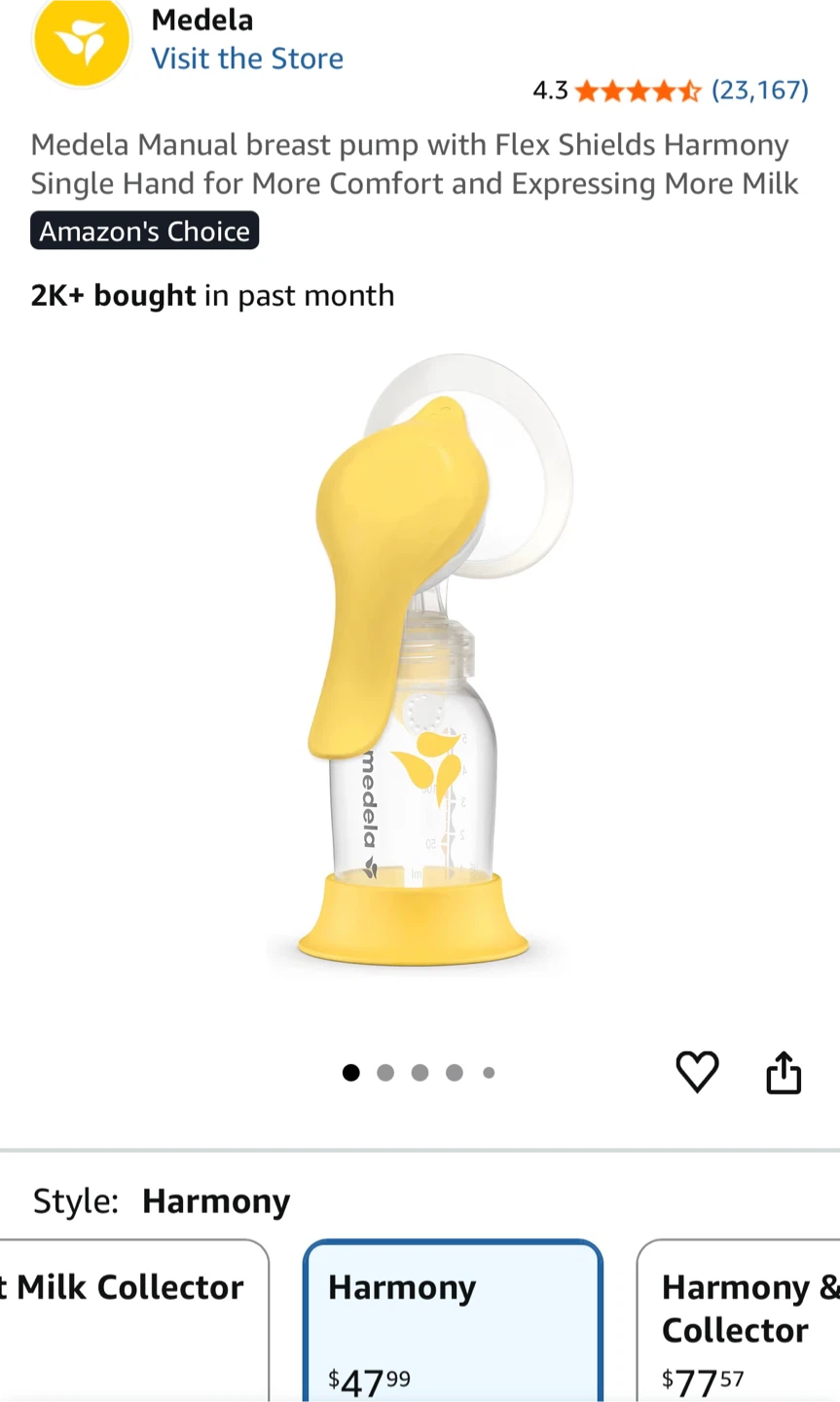 Medela Harmony Manual Breast Pump - Like New (Used Once)