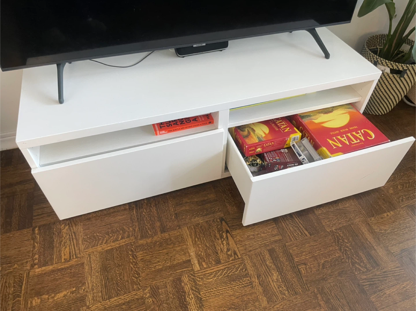White TV Stand with Drawers - photo 2