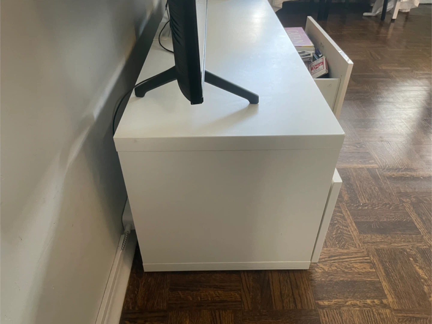 White TV Stand with Drawers - photo 4