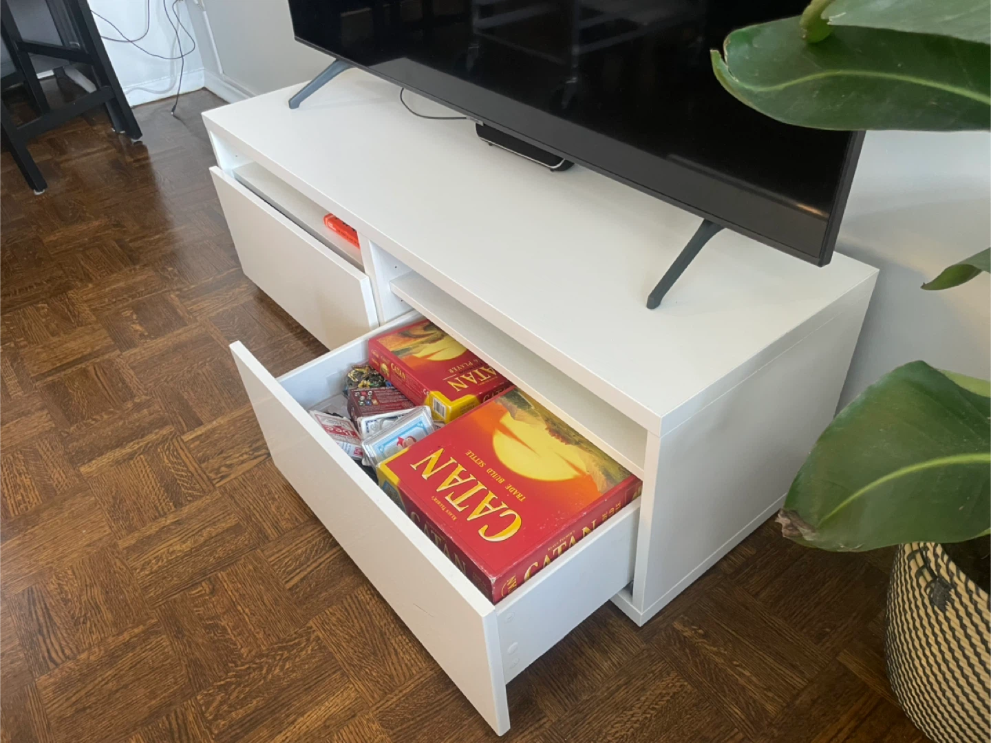 White TV Stand with Drawers - photo 3