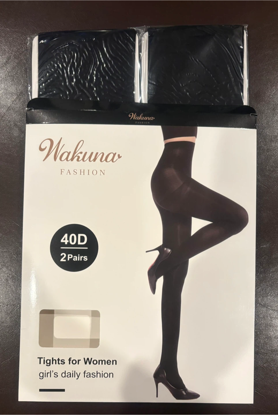Wakuna Fashion 40D Tights for Women - Black, Medium (2 Pairs) - photo 3