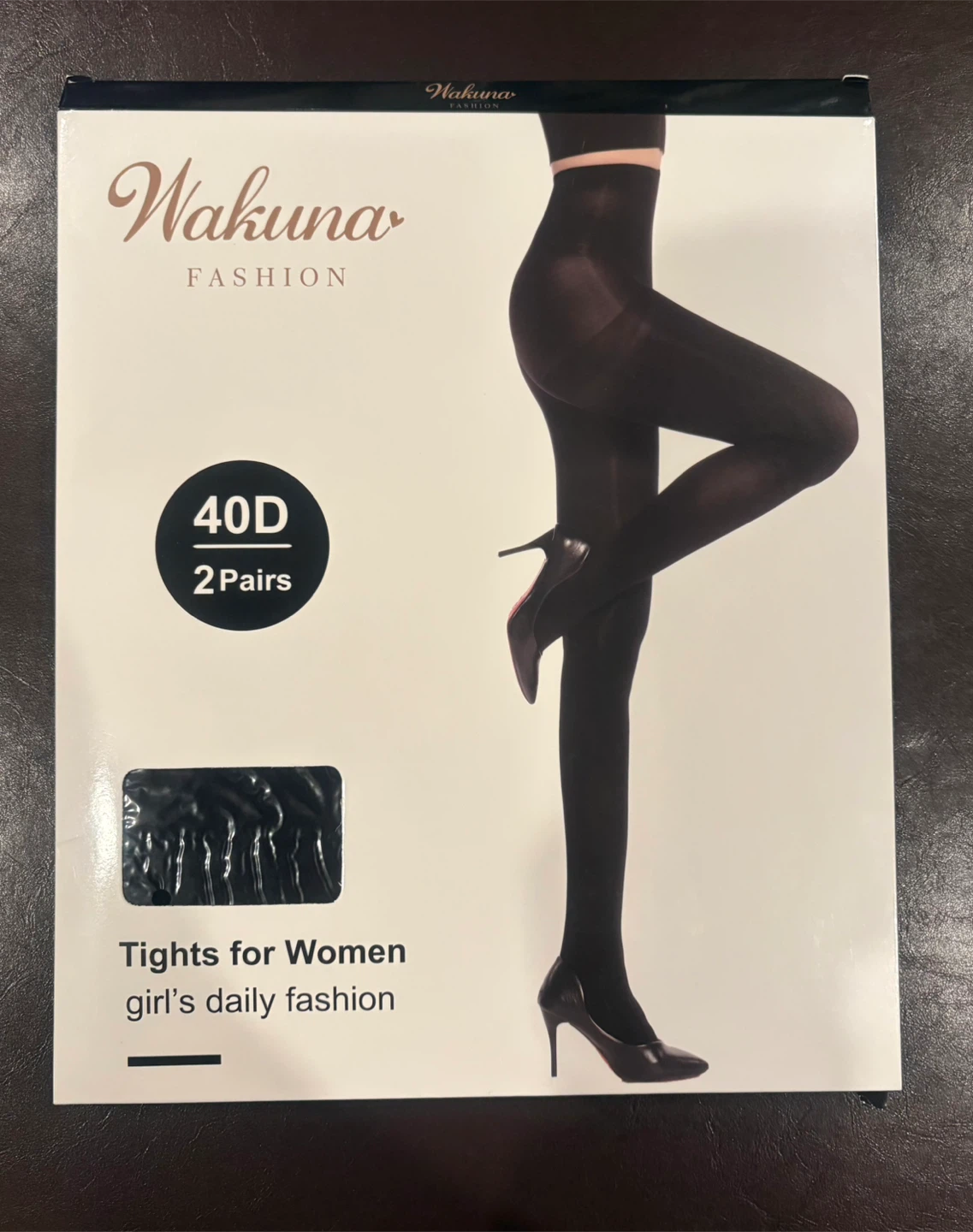 Wakuna Fashion 40D Tights for Women - Black, Medium (2 Pairs)