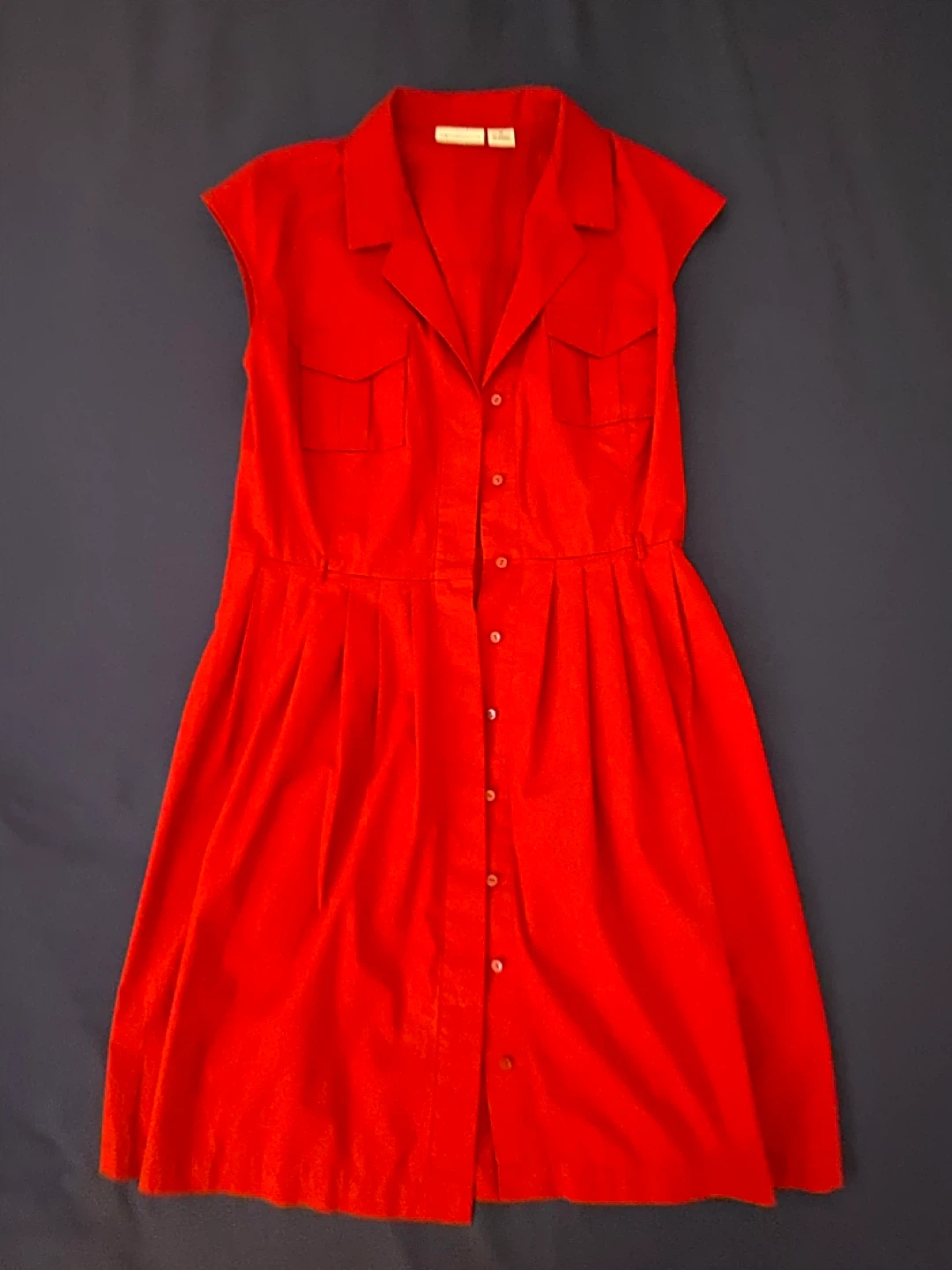 Liz Claiborne Red Button-Front Shirt Dress Size 10