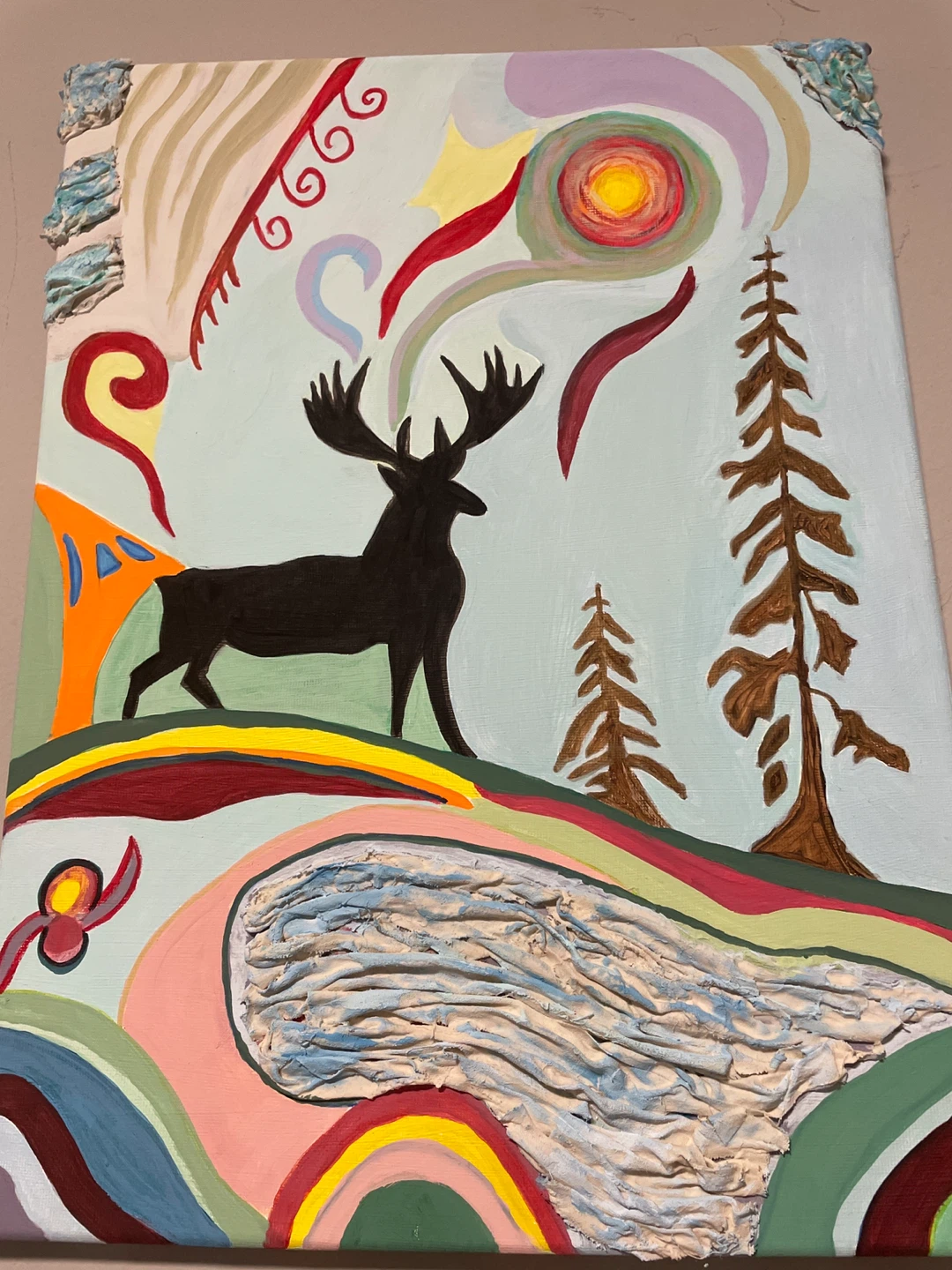 Original Acrylic Painting of Moose - photo 3